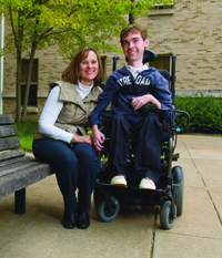 DeAnn Swinton and her son, Matt, at Notre Dame. Photo by Barbara Johnston, University of Notre Dame.